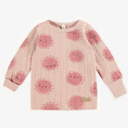 Pyjama deux-pièces rose à motifs coton biologique, naissance || Pink patterned two-piece pajamas in organic cotton, newborn