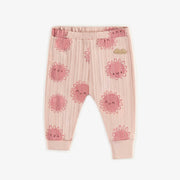 Pyjama deux-pièces rose à motifs coton, naissance || Pink patterned two-piece pajamas in cotton, newborn