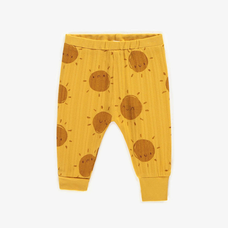Pyjama deux-pièces jaune à motifs coton, naissance || Yellow patterned two-piece pajamas in cotton, newborn