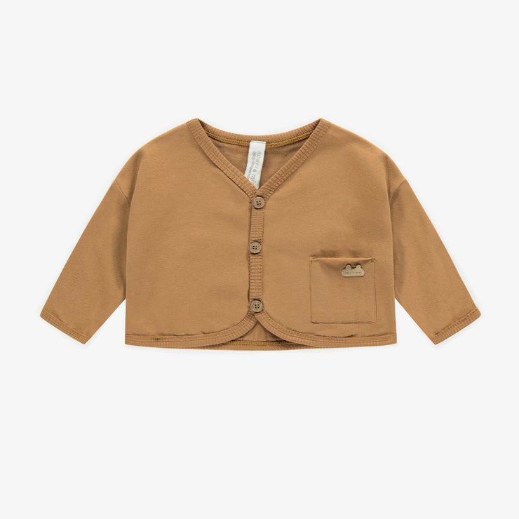 Veste brune en jersey de coton biologique, naissance || Brown vest in organic cotton jersey, newborn