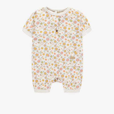 Pyjama crème avec motif fleuri en coton biologique, bébé || Cream flowery pajamas in organic cotton, baby