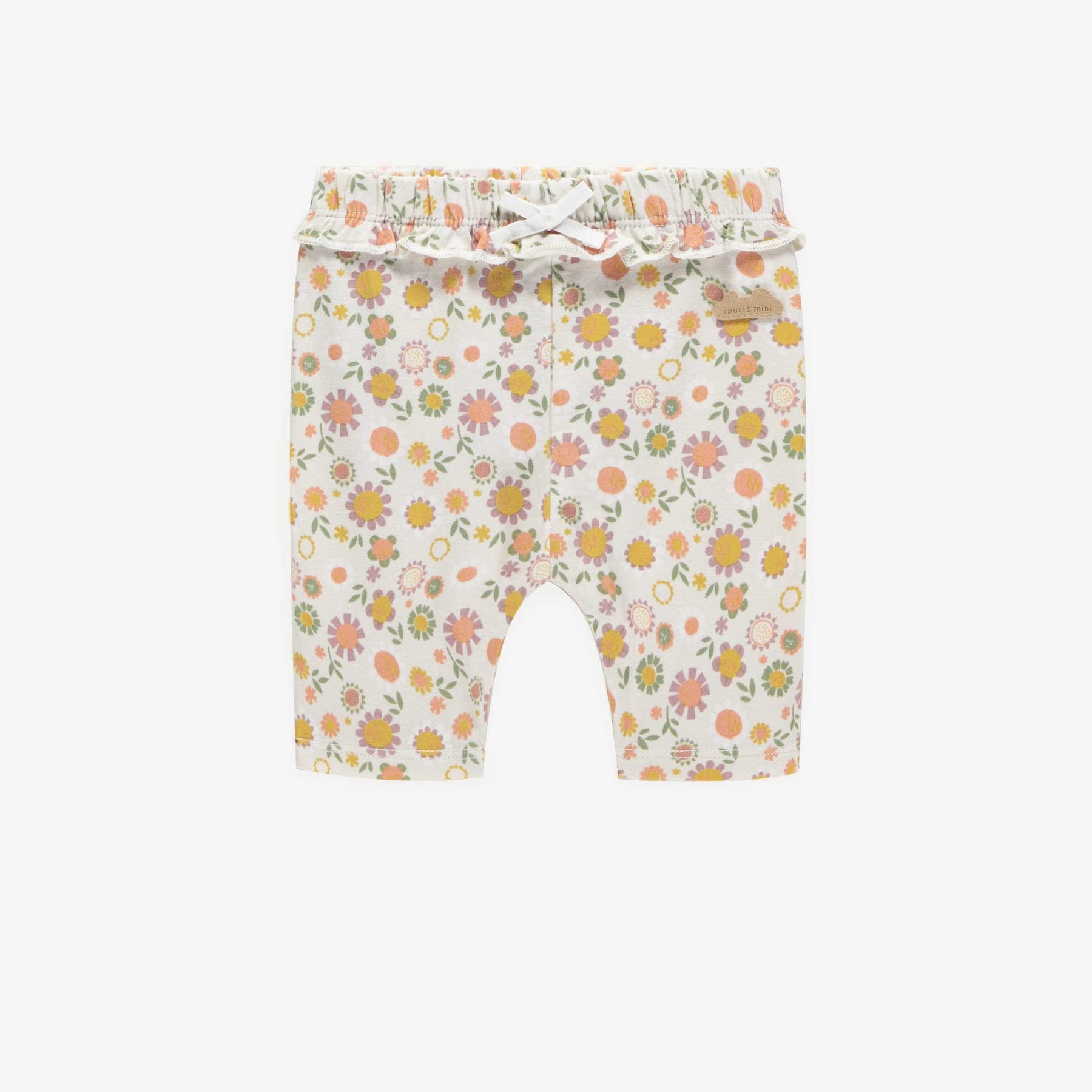 Cream short legging with floral pattern, newborn - Souris Mini