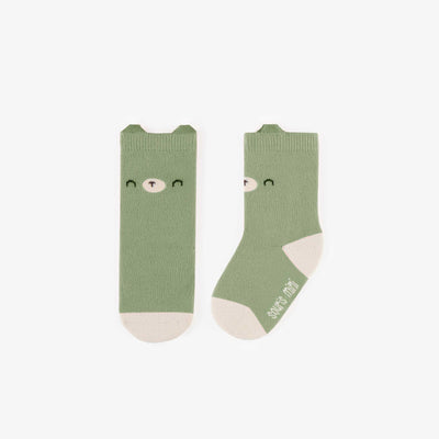 Chaussettes vertes extensibles, naissance || Green stretchy socks, newborn
