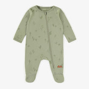 Pyjama vert à motifs en jersey extensible, naissance  || Green patterned pyjamas in stretchy jersey, newborn