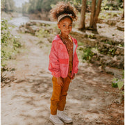 Camisole courte brune à motifs en polyester, enfant || Brown patterned tank top in polyester, child