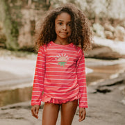 T-shirt de bain rose à manches longues, enfant || Pink bathing t-shirt with long sleeves, child
