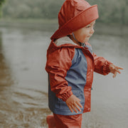 Salopette de pluie rouille en polyuréthane, bébé || Rust polyurethane rain overalls, baby