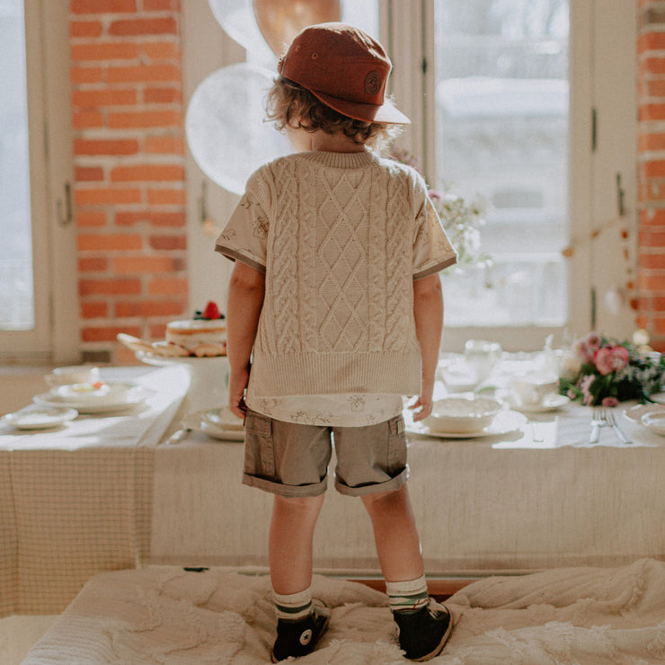 Short gris en twill avec grandes poches, bébé || Gray short in twill with large pockets, baby
