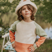 Chandail de maille à manches longues bloc de couleur, enfant || Long-sleeved knitted sweater color block, child